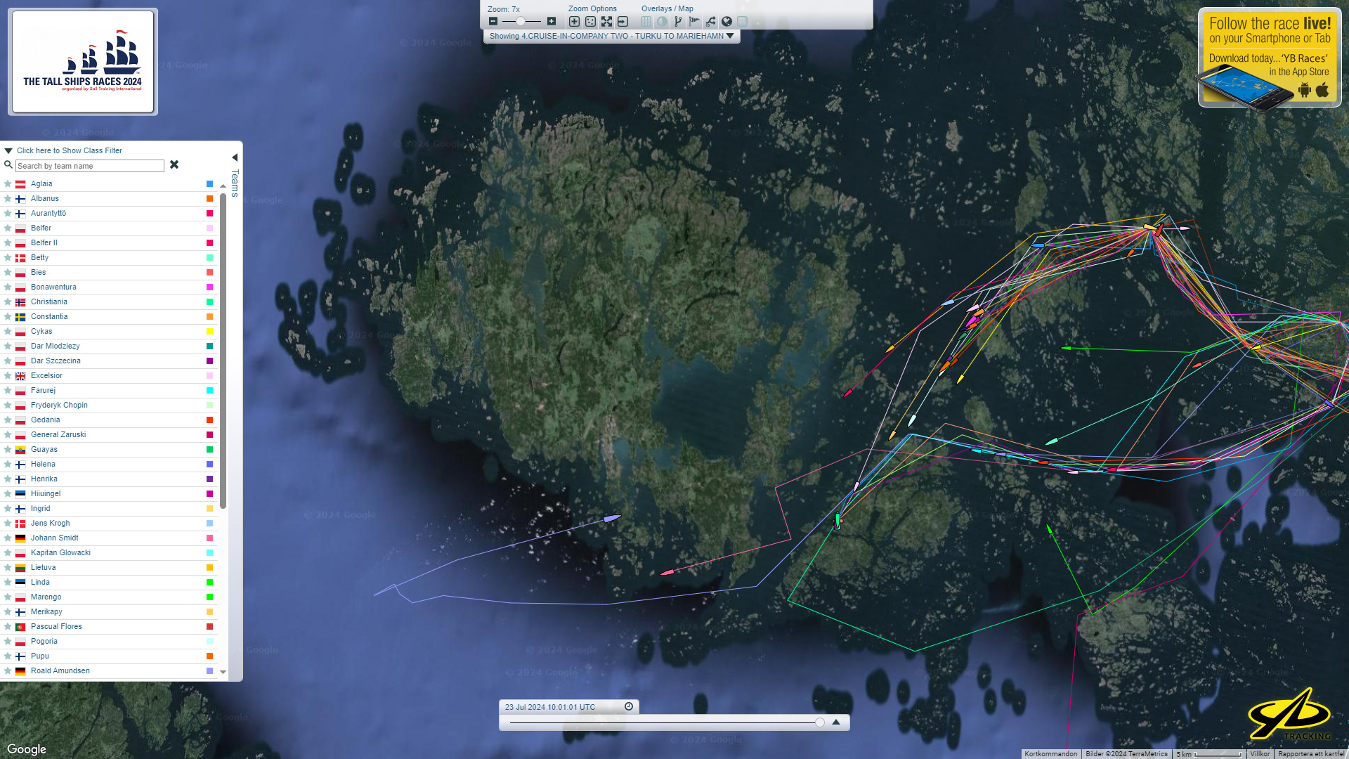 Map of Åland with ships